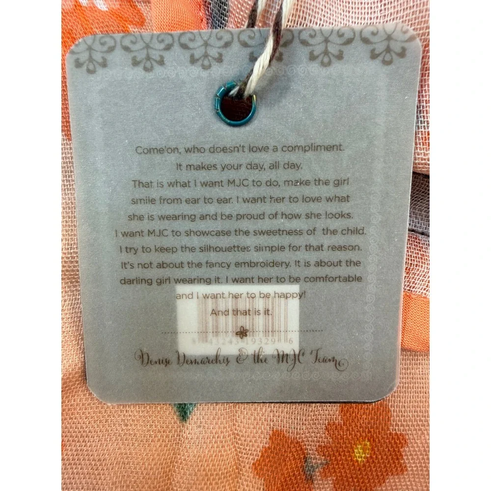 Matilda Jane Orange Floral Gauze Square Throw Blanket 42x42 31506A NWT